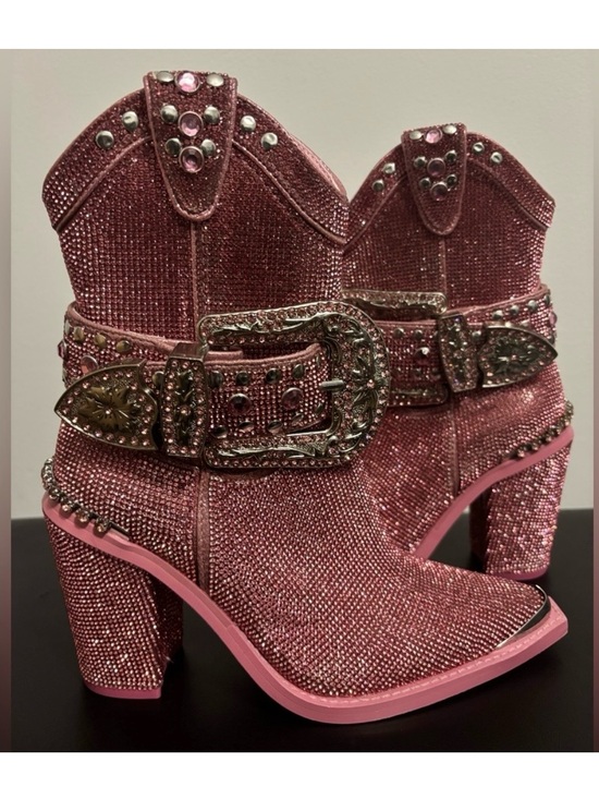 Dolls Kill Shoes - NWOB Dolls Kill / Club Exx Pink Sharp Sheriff Shine Cowboy Boots